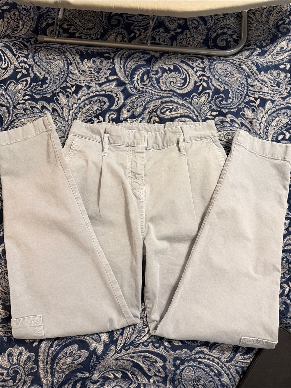 Boden Light Gray Pleated Cargo Women's Trousers